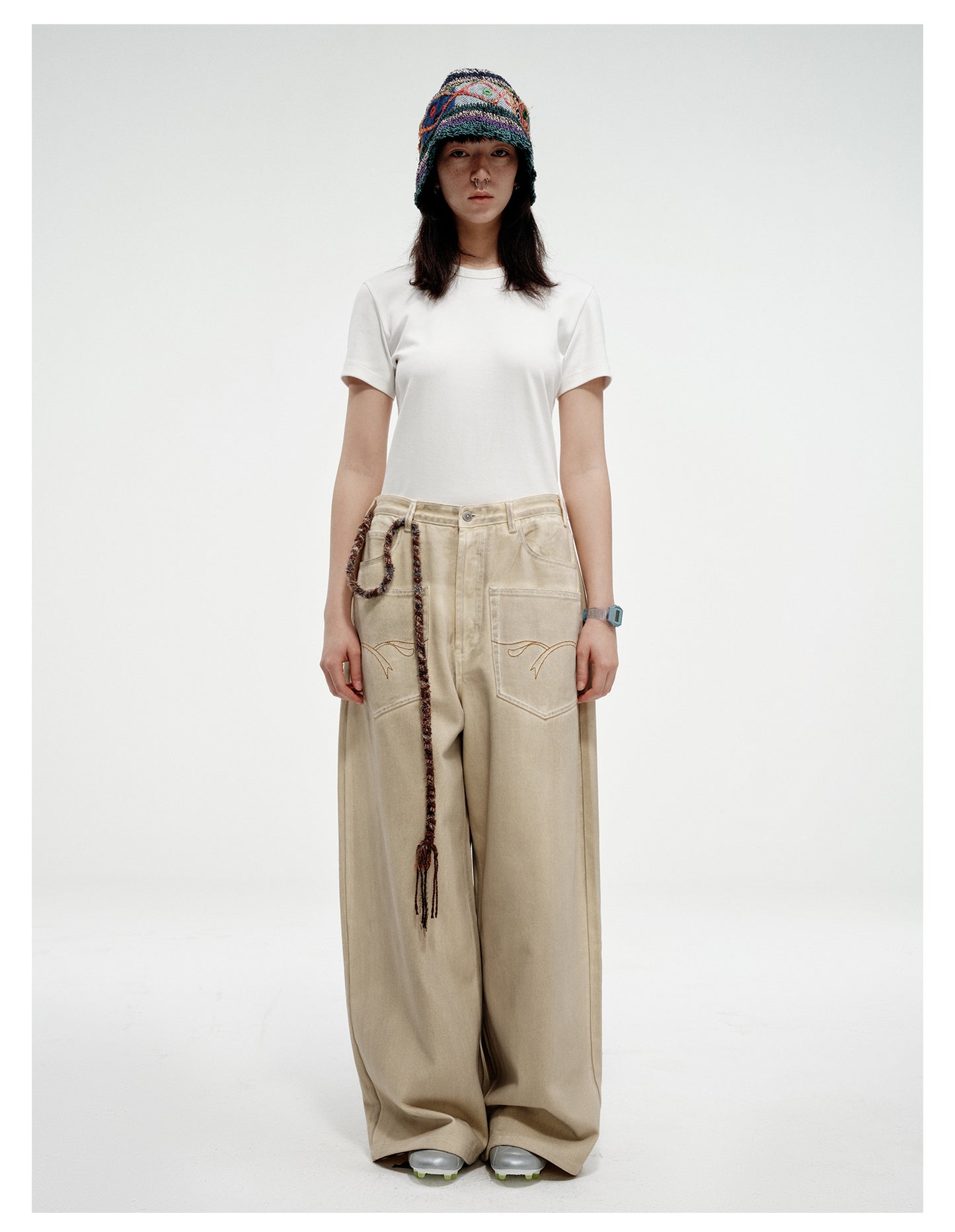 Patch Pocket Loose Wide Leg Pants