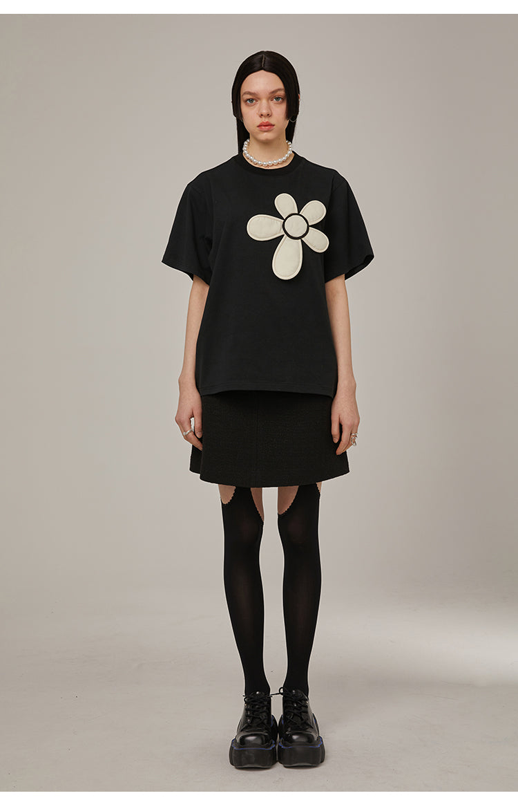 Flower Design Cotton T-Shirt