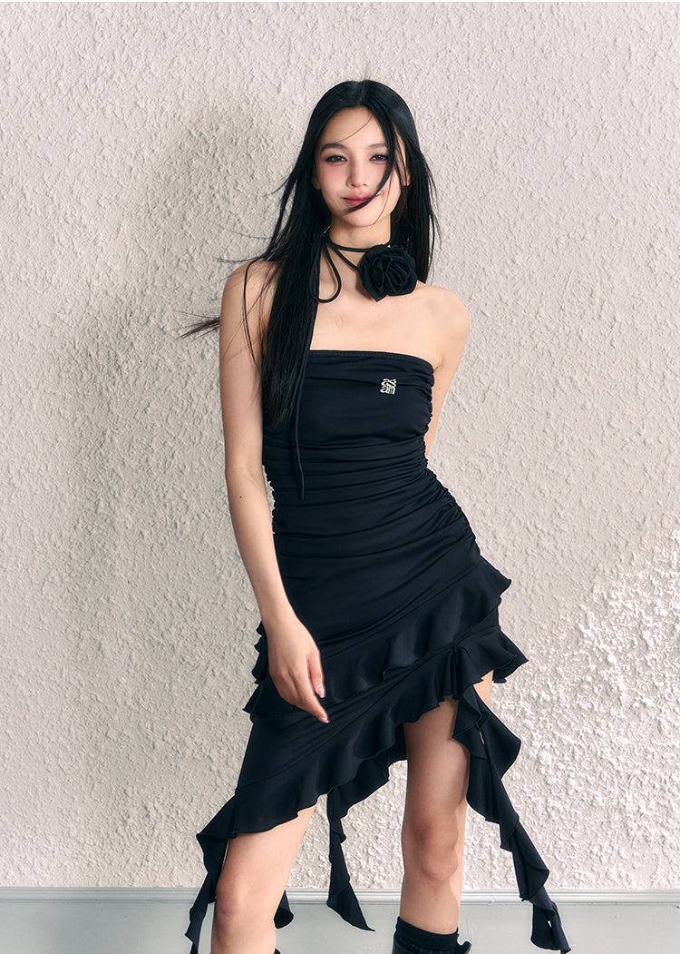 Irregular Frill Design Suspender Dress