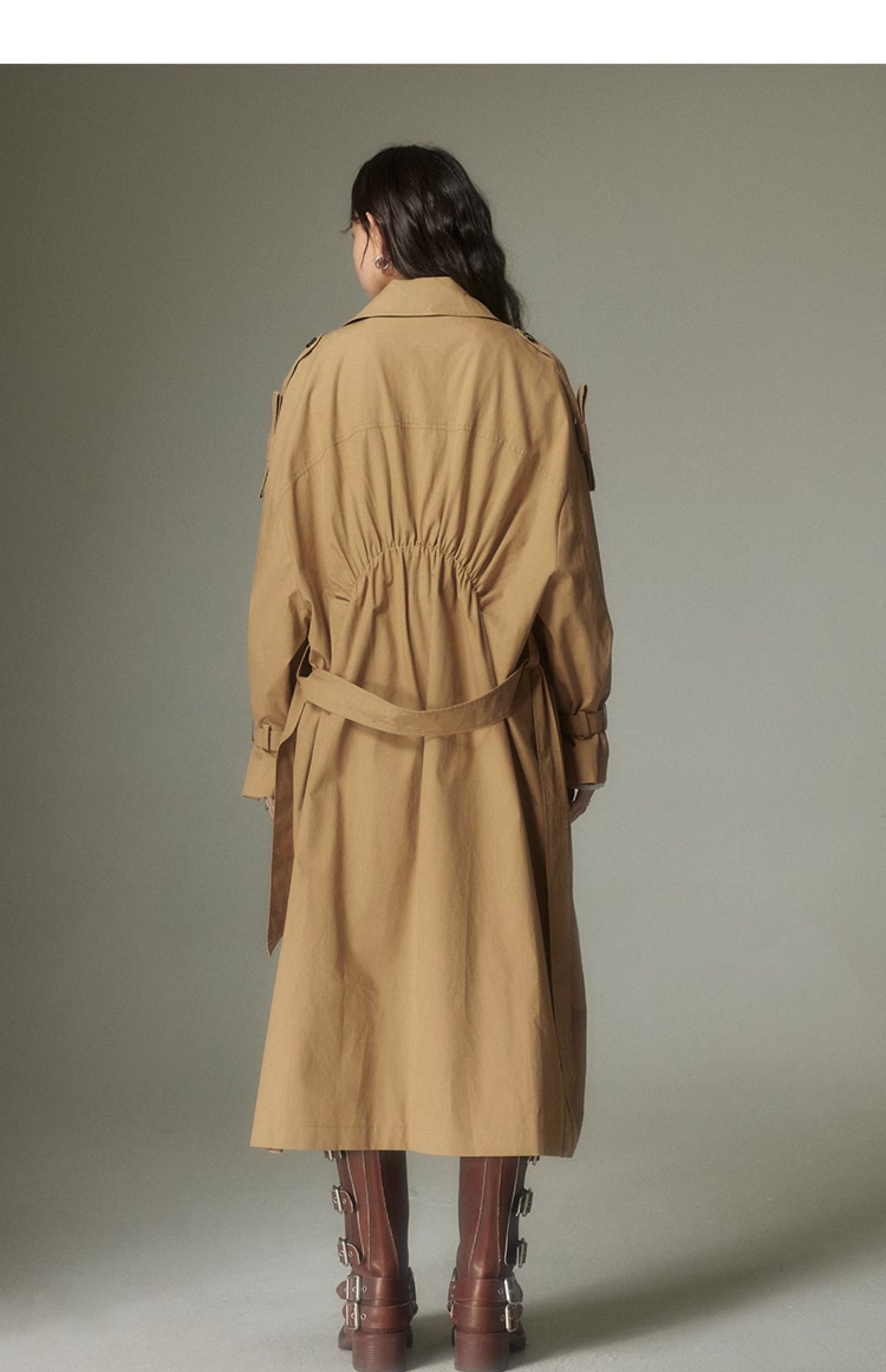 Khaki Retro British Long Trench Coat