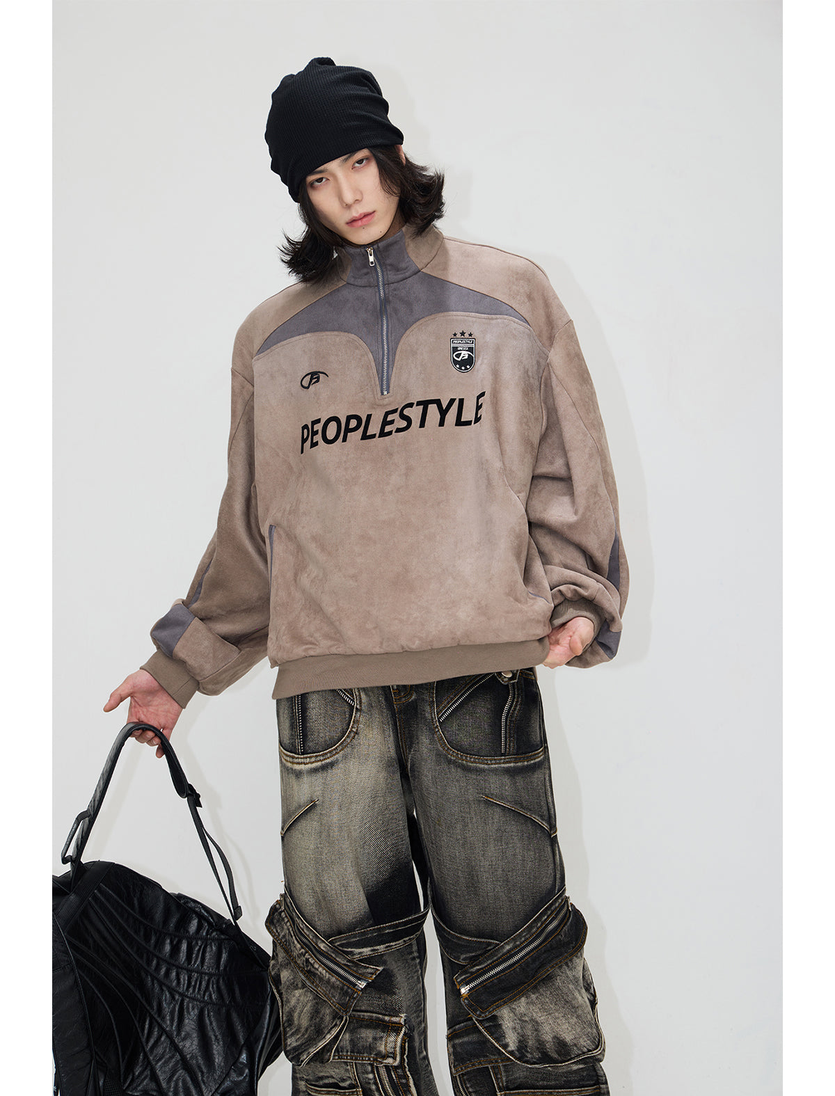 Loose Fit Retro Half Zip Sweatshirt