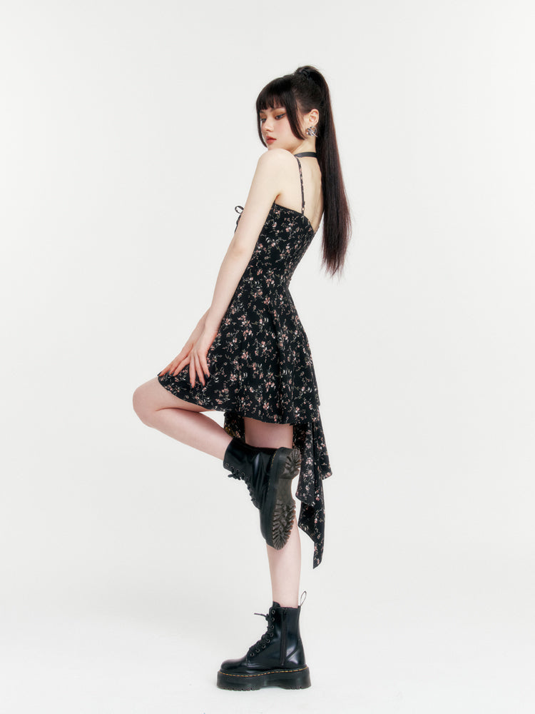 Floral Slim Suspender Dress