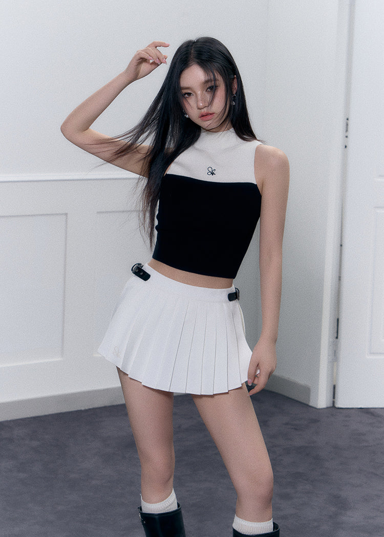 High Waist Pleated Short Length Skirt