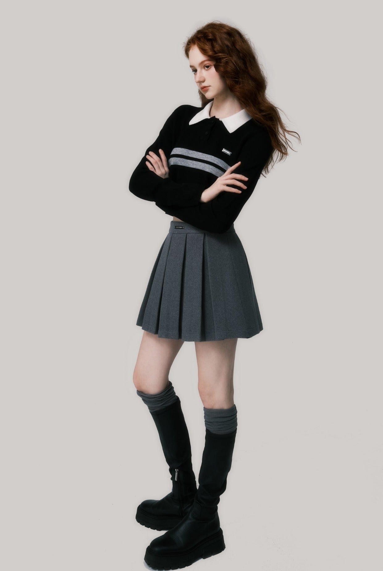 College Style Short Length Polo Knit