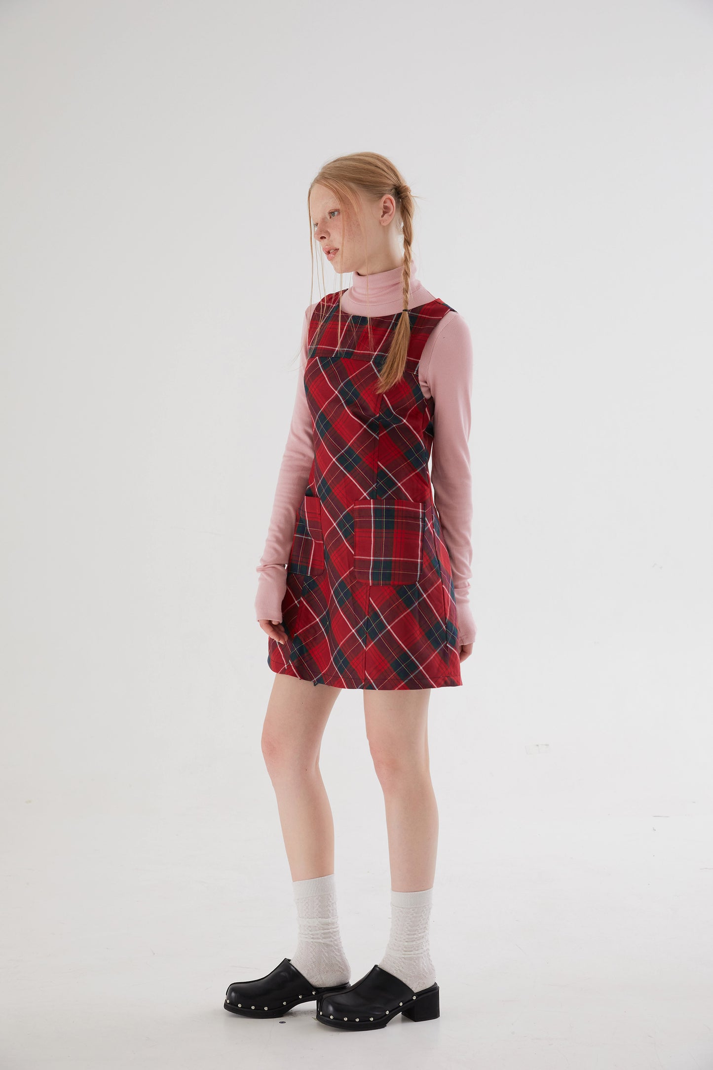 Girly Plaid A-line Vest Dress