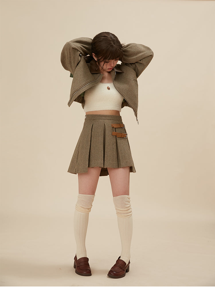 British formal short jacket & short pleated skirt setup