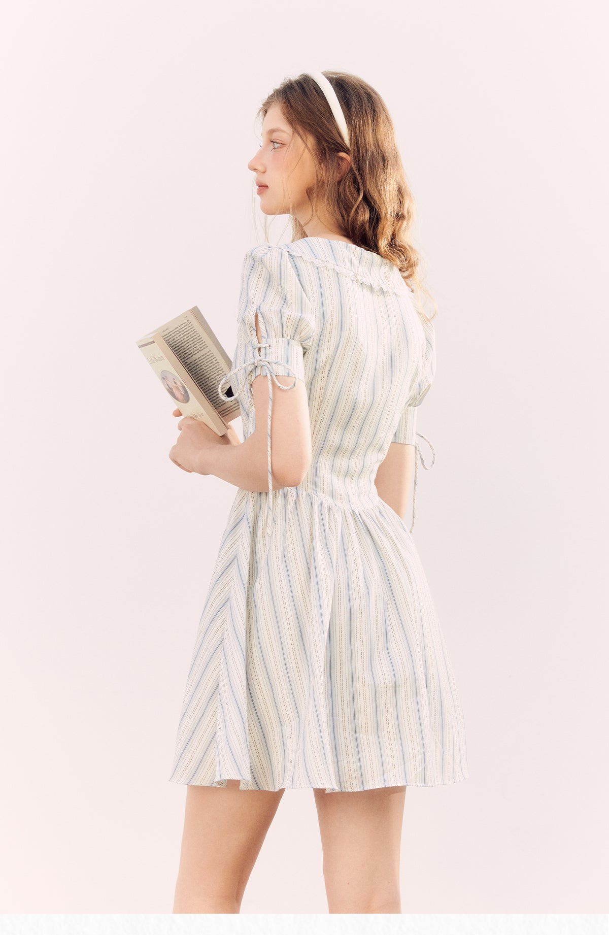 Girly Style Blue Stripe Shirt Dress