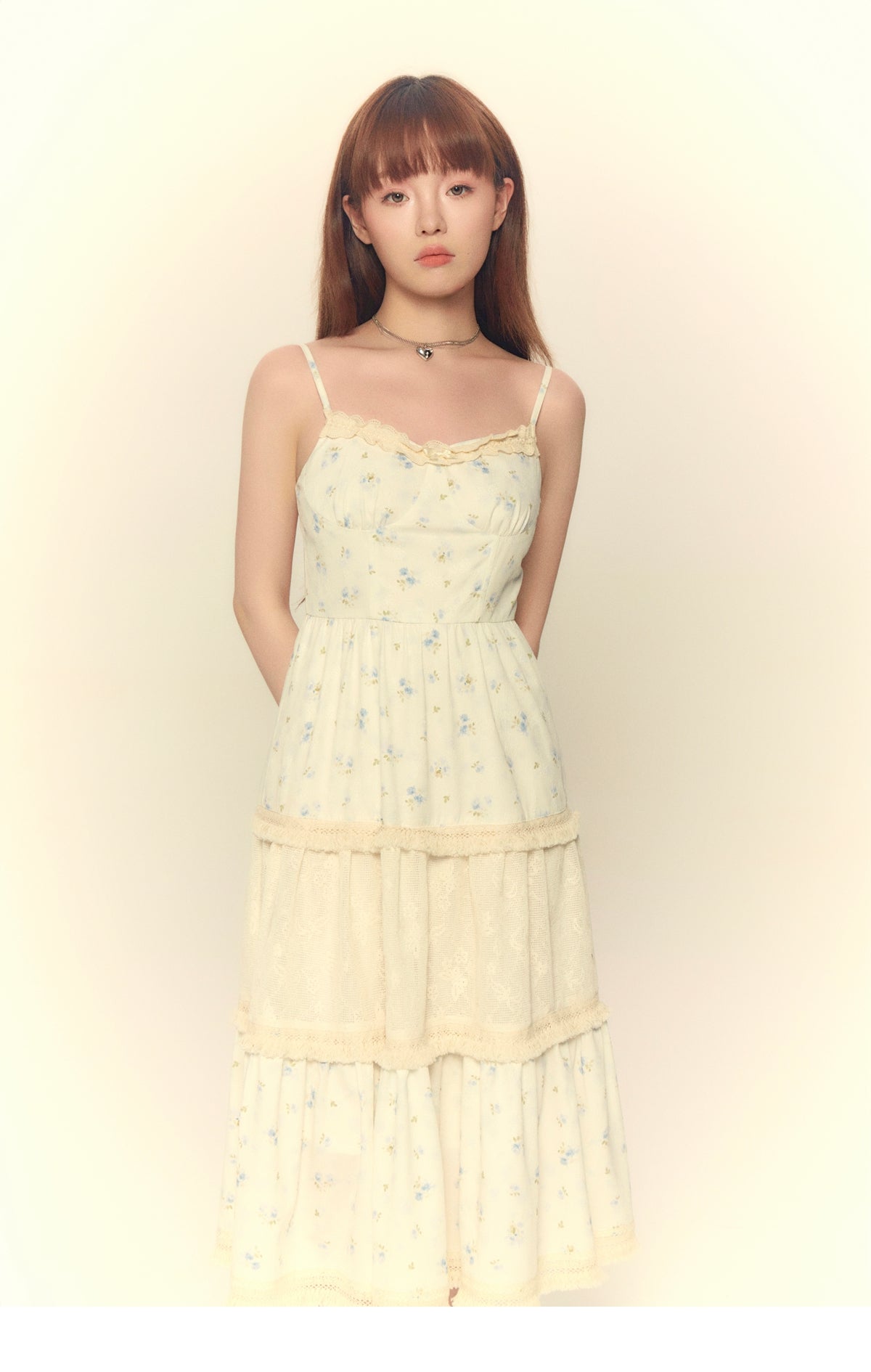 Floral Lace Splicing Suspender Dress