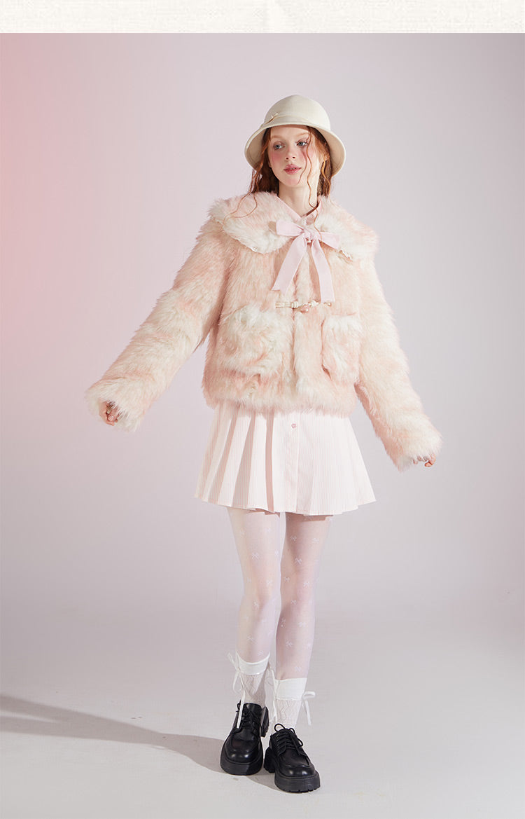 Sweet Doll Color Gradient Pink Short Coat