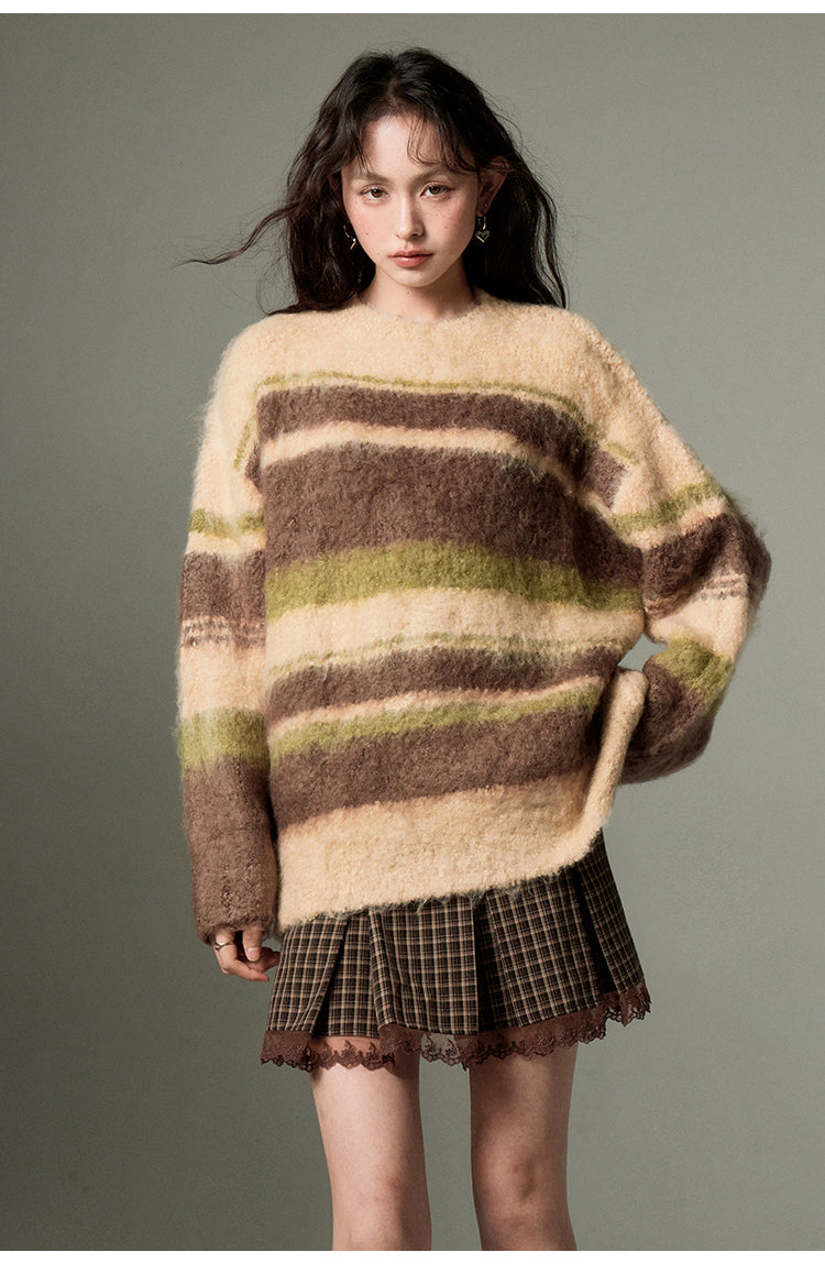 Loose Fit Contrast Stripe Knit