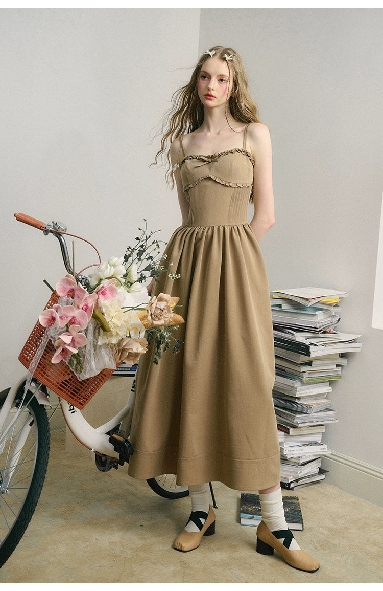 Light Brown French Long Dress