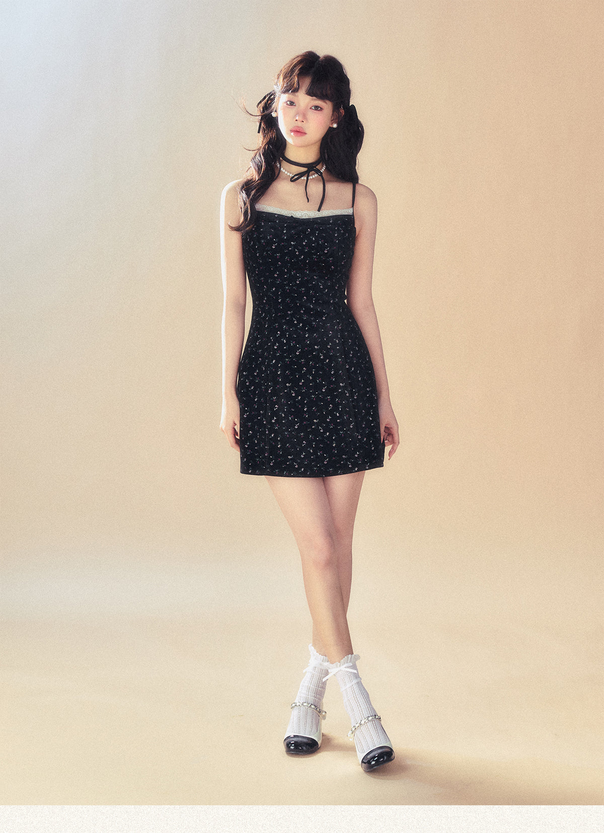 Retro Jacquard Suspender Dress