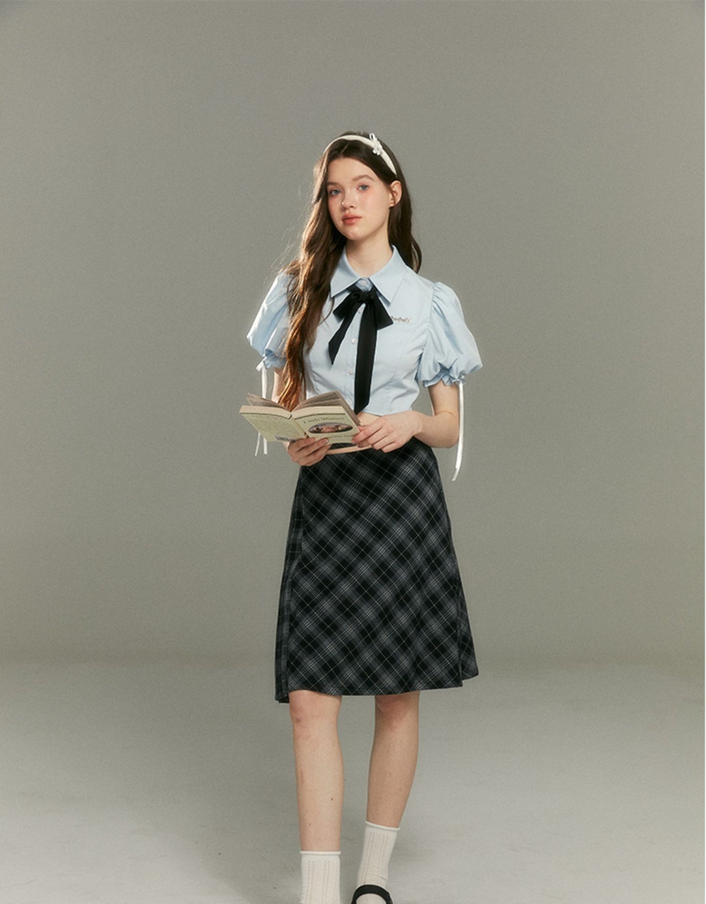 Original Print Plaid Hip Skirt