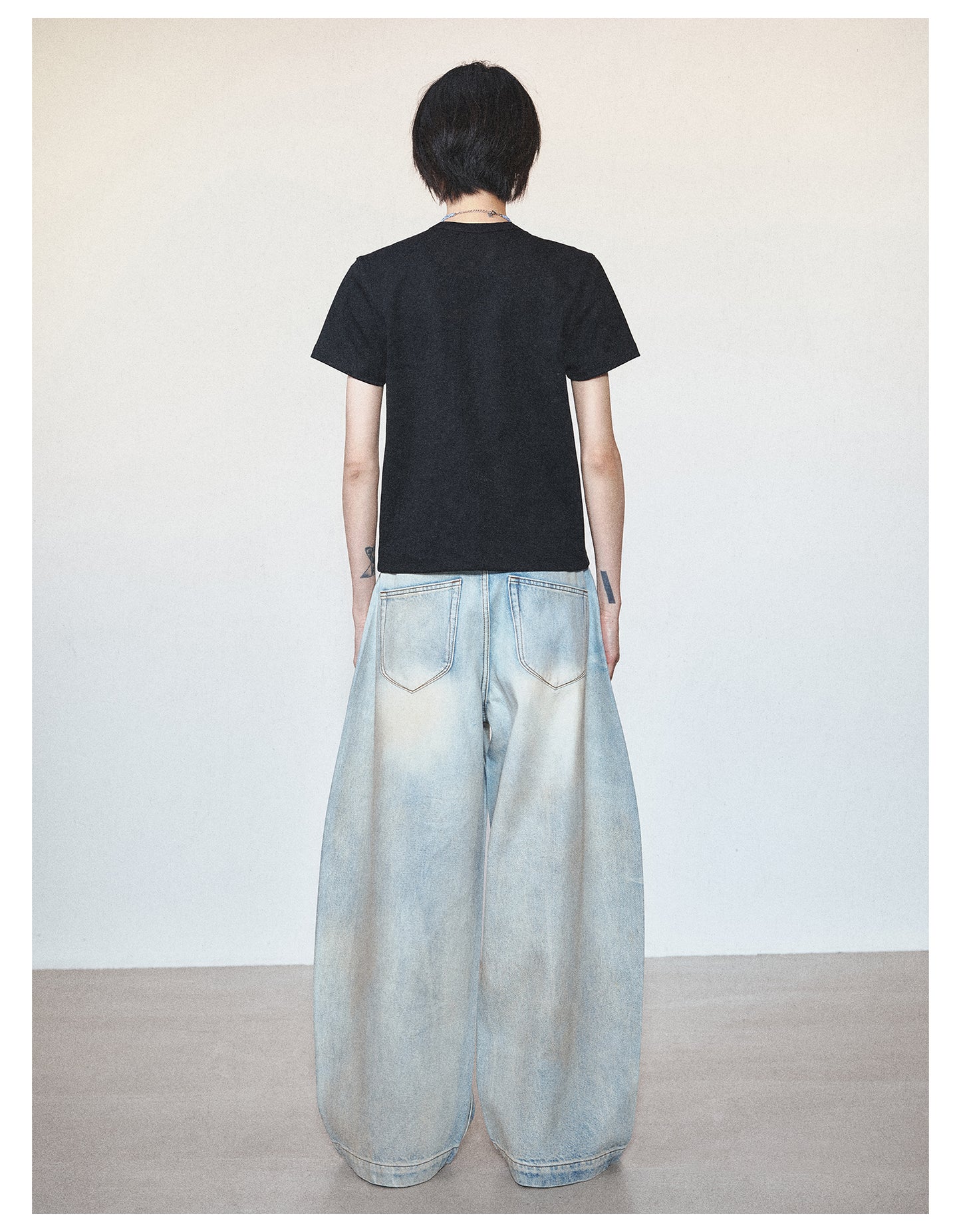 Retro Washed Damaged Wide Leg Casual Denim