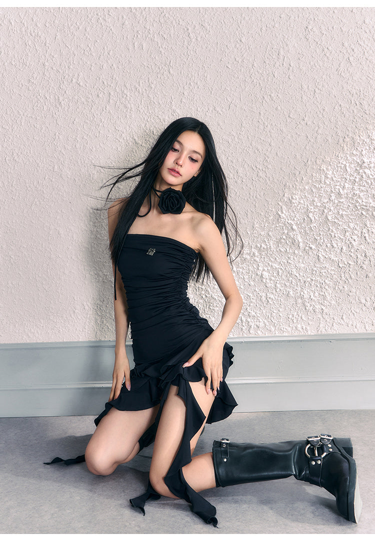 Irregular Frill Design Suspender Dress