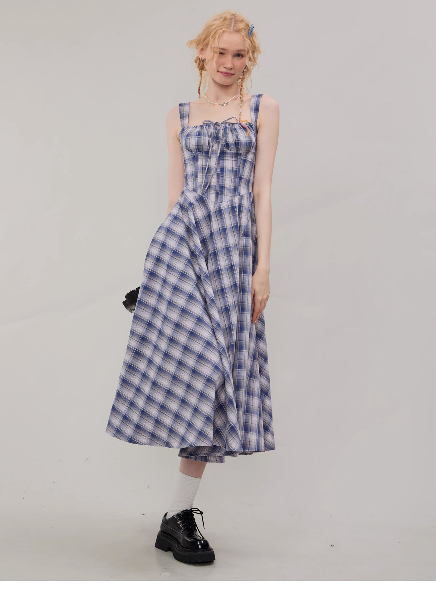 Suspender Plaid Dress