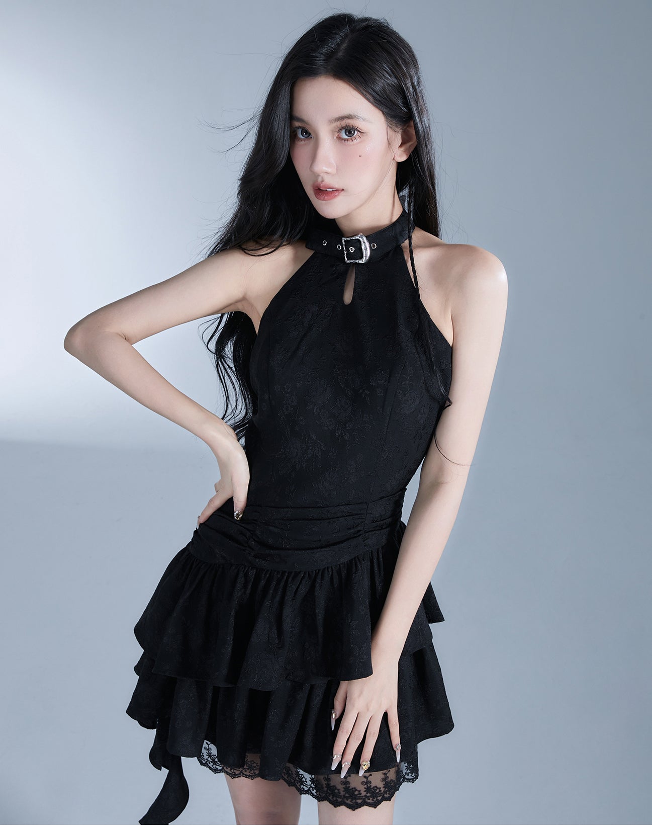 Neck Belt Sleeveless Suspender Dress