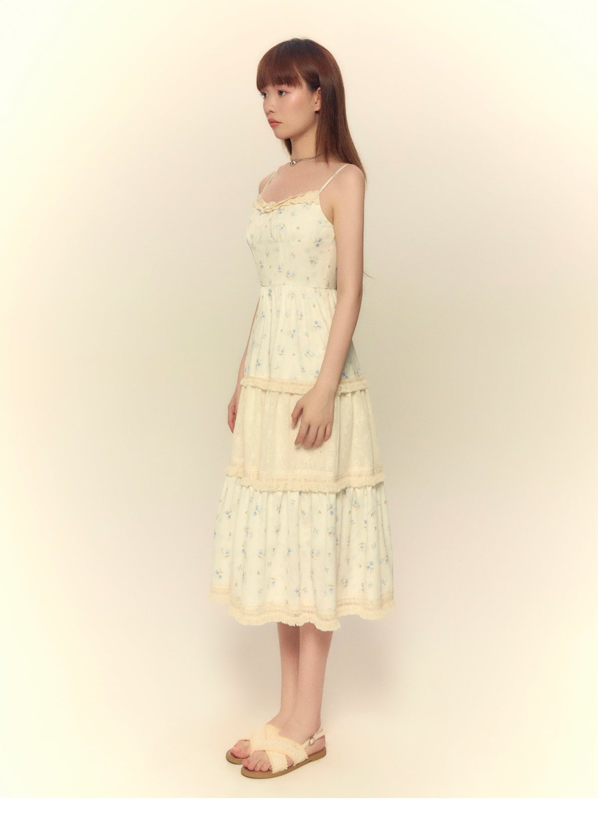 Floral Lace Splicing Suspender Dress