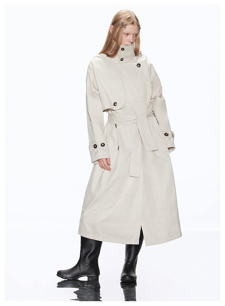 Big Silhouette Hooded Trench Coat