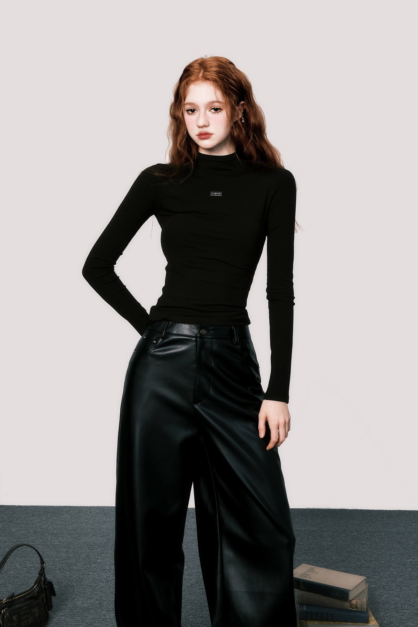 Tight Fit Long Sleeve Turtleneck Top