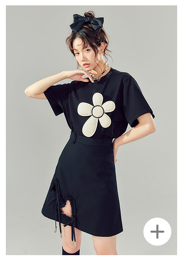 Flower Design Cotton T-Shirt