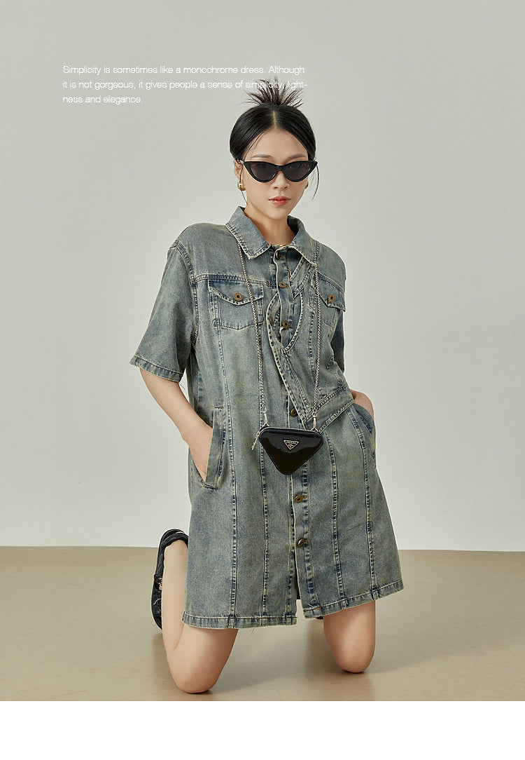 Irregular Design Denim Dress