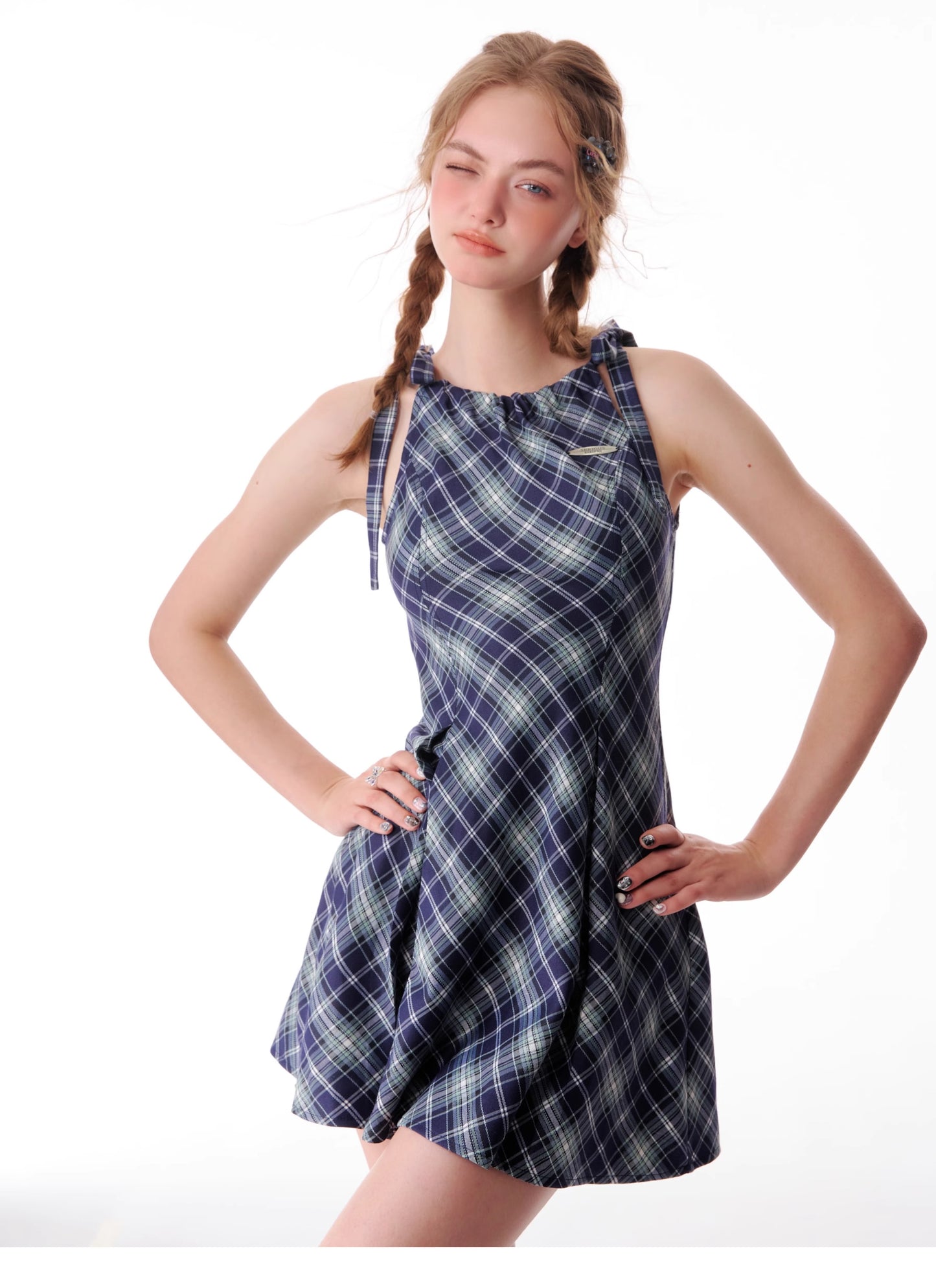 Checkered Suspender Dress