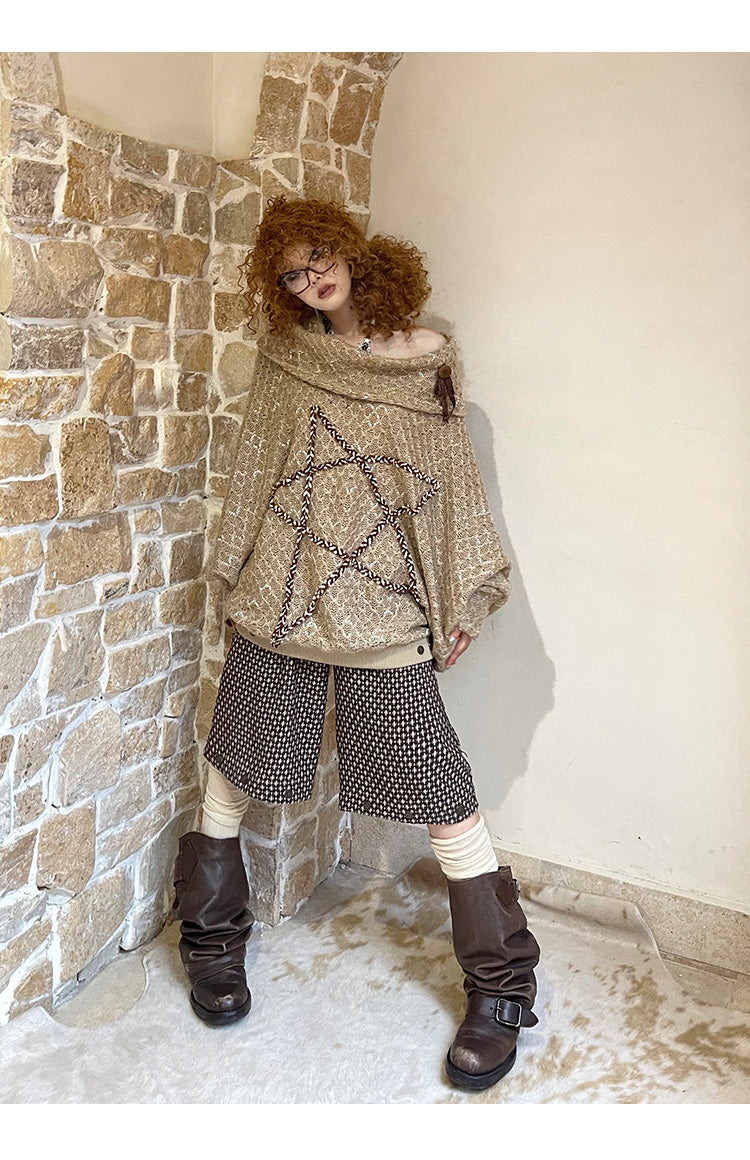 Oversized Retro Star Design Knit