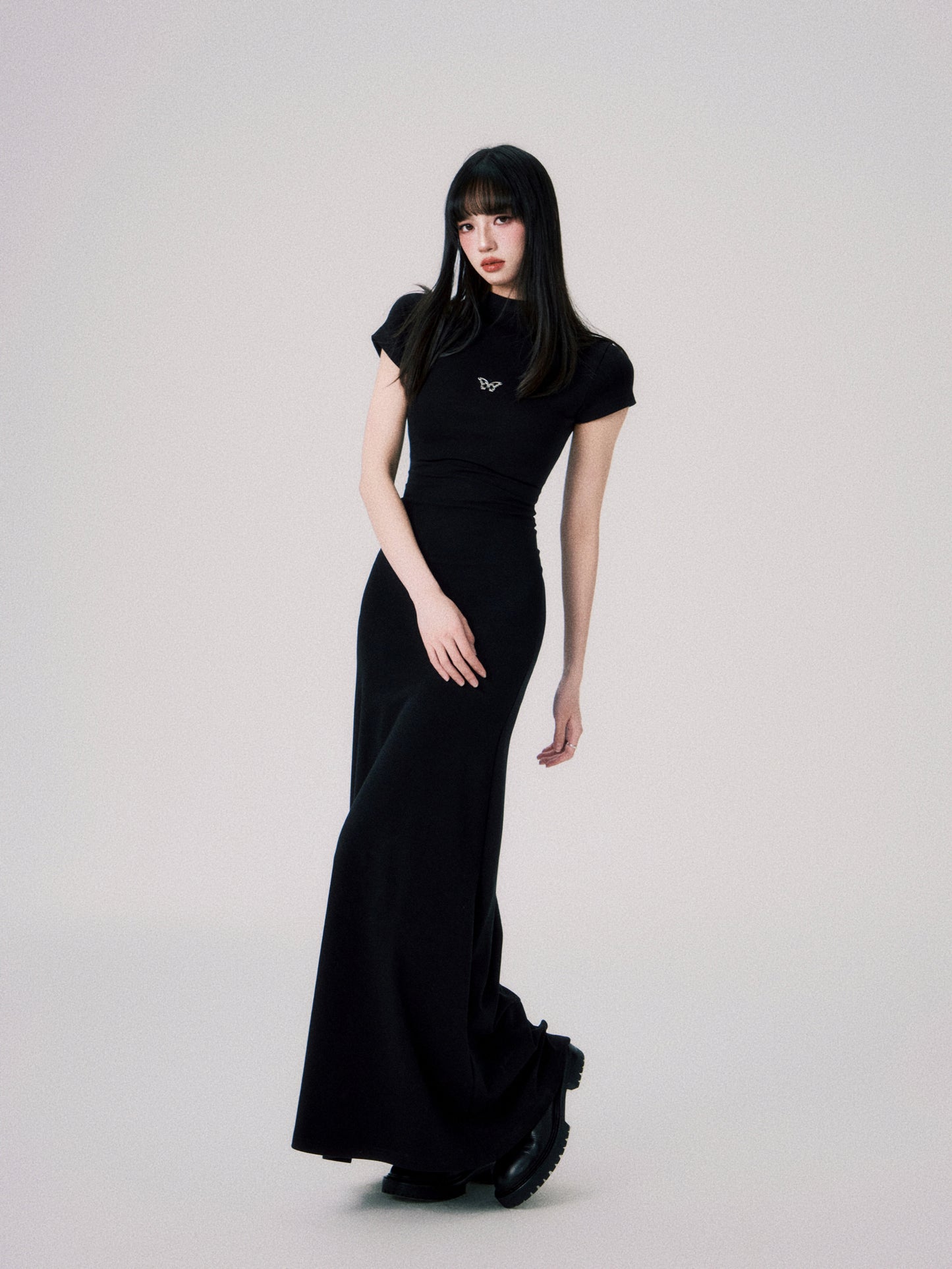 Slim fit long high-end knit dress