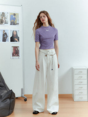 Wide Leg Low Waist Cotton Pants