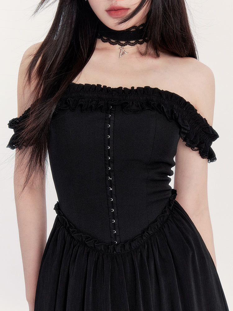 Pleated Suspender Skirt