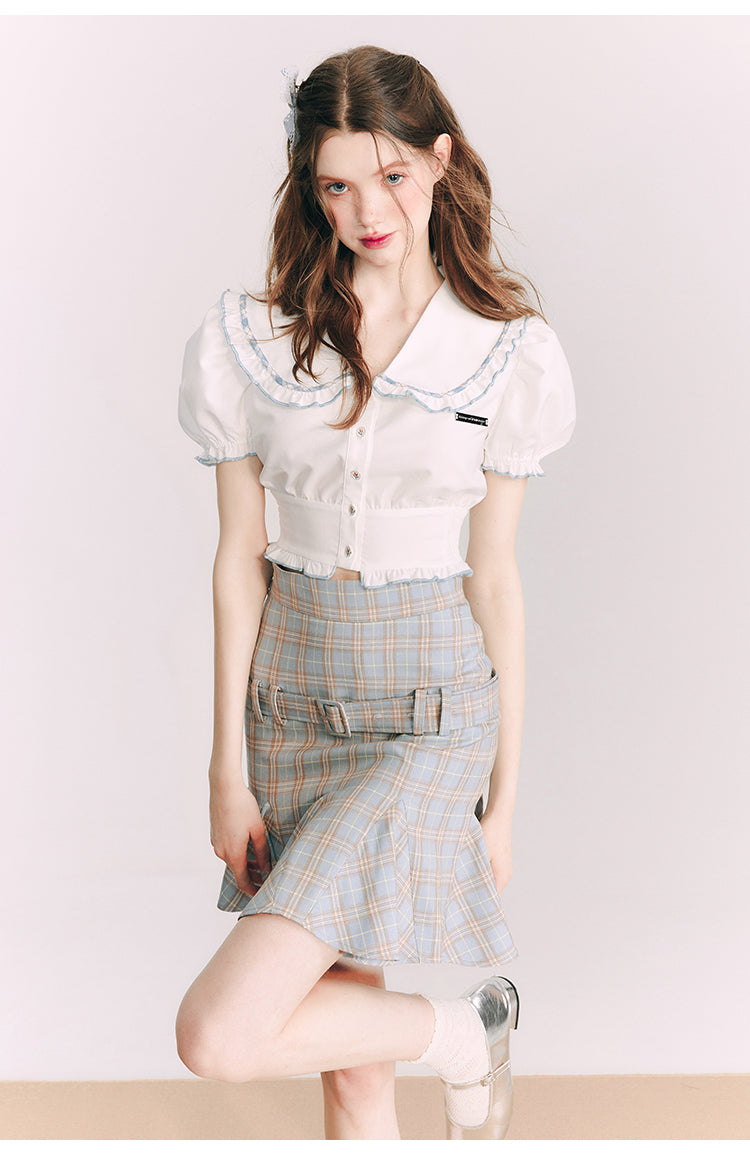 Plaid Slim Short  Length Skirt