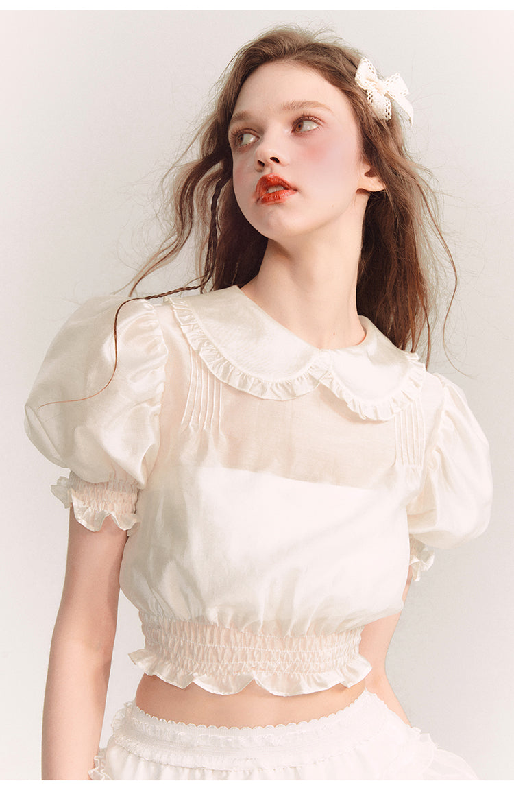 See-through Frilly Short Length Blouse