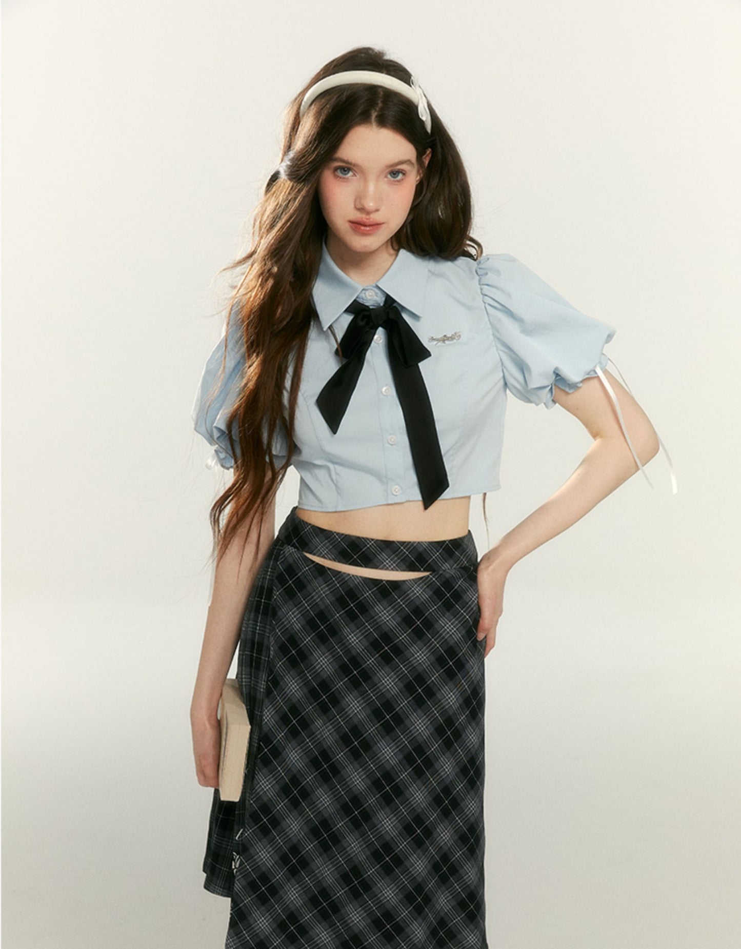 Original Print Plaid Hip Skirt