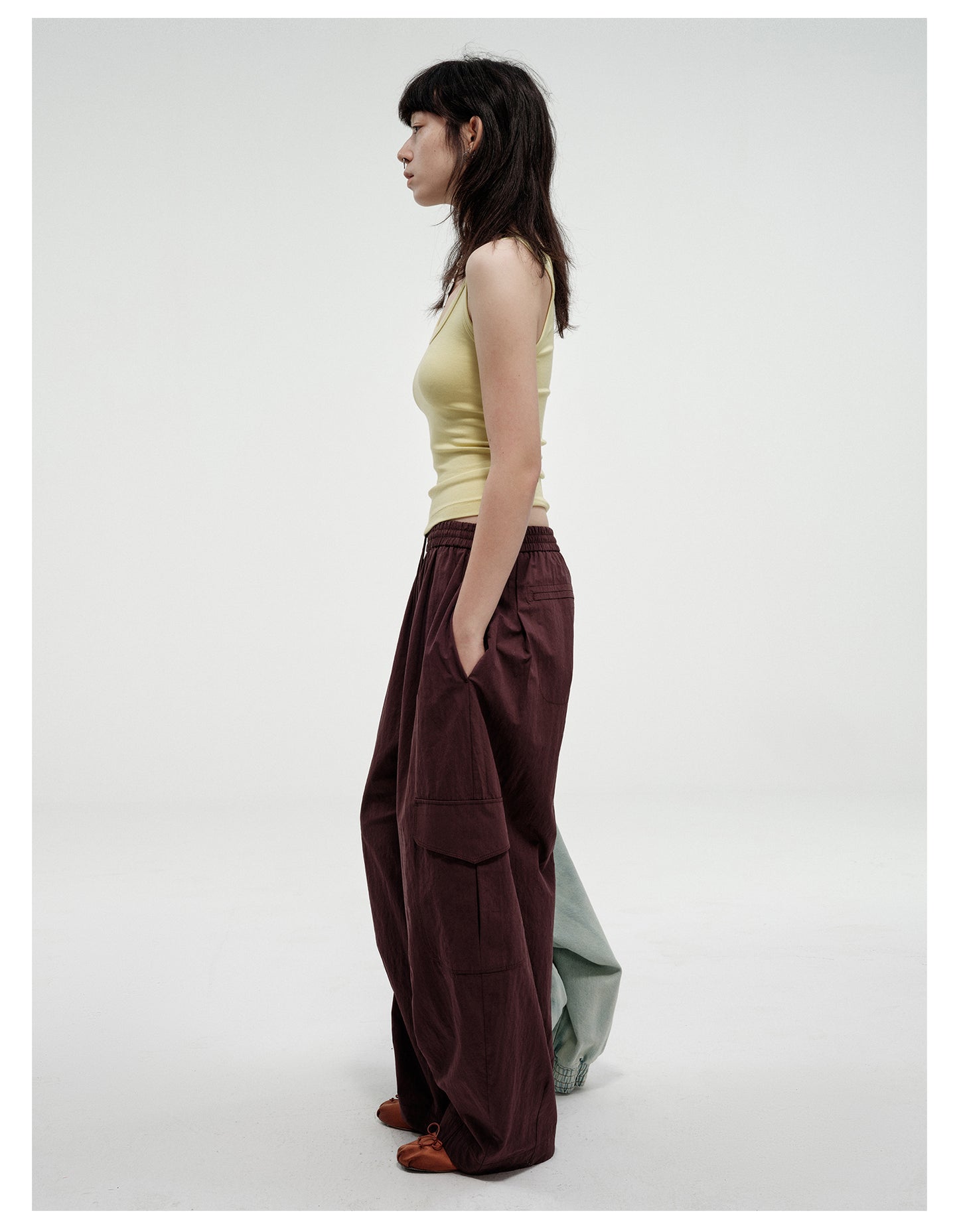 Wide leg loose fit casual cargo pants