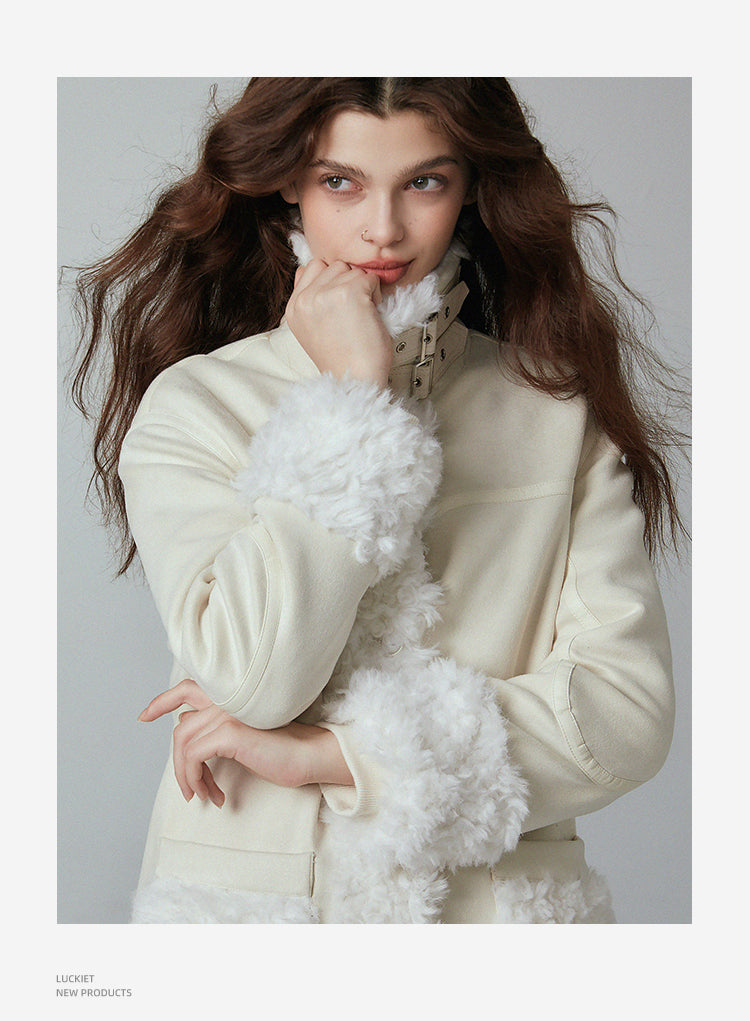 mid length thick cotton white coat