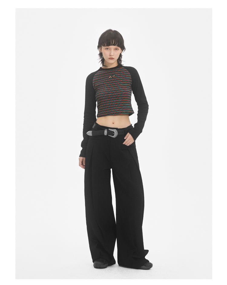 Loose Straight Pleated Suit Pants