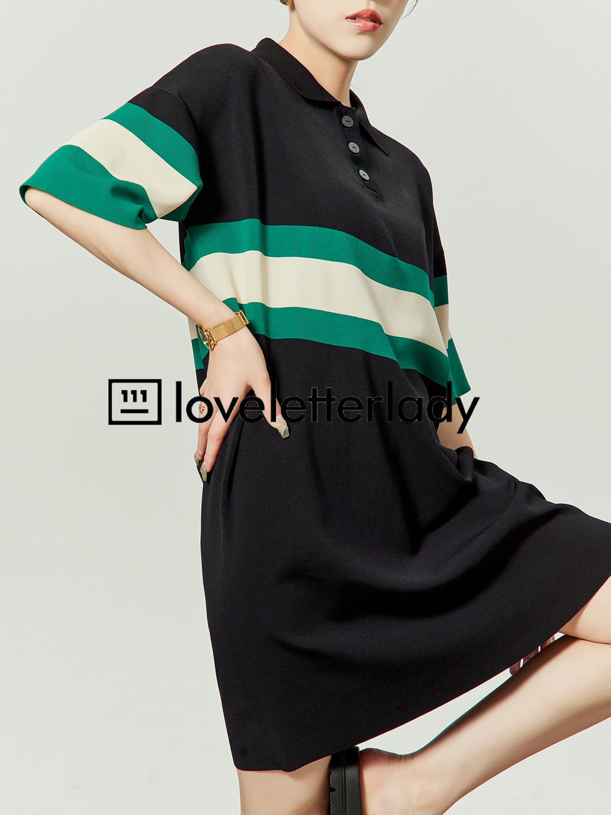 Polo Collar Knit Dress