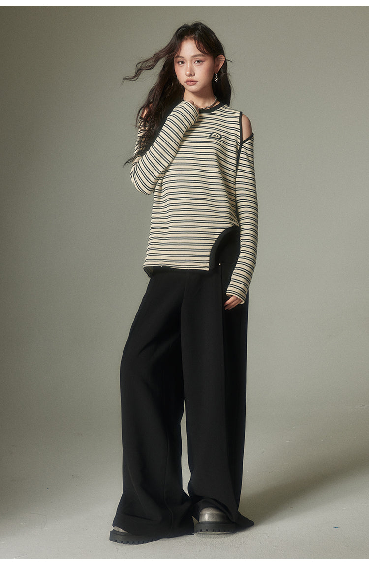 Wide Leg Straight Draped Pants