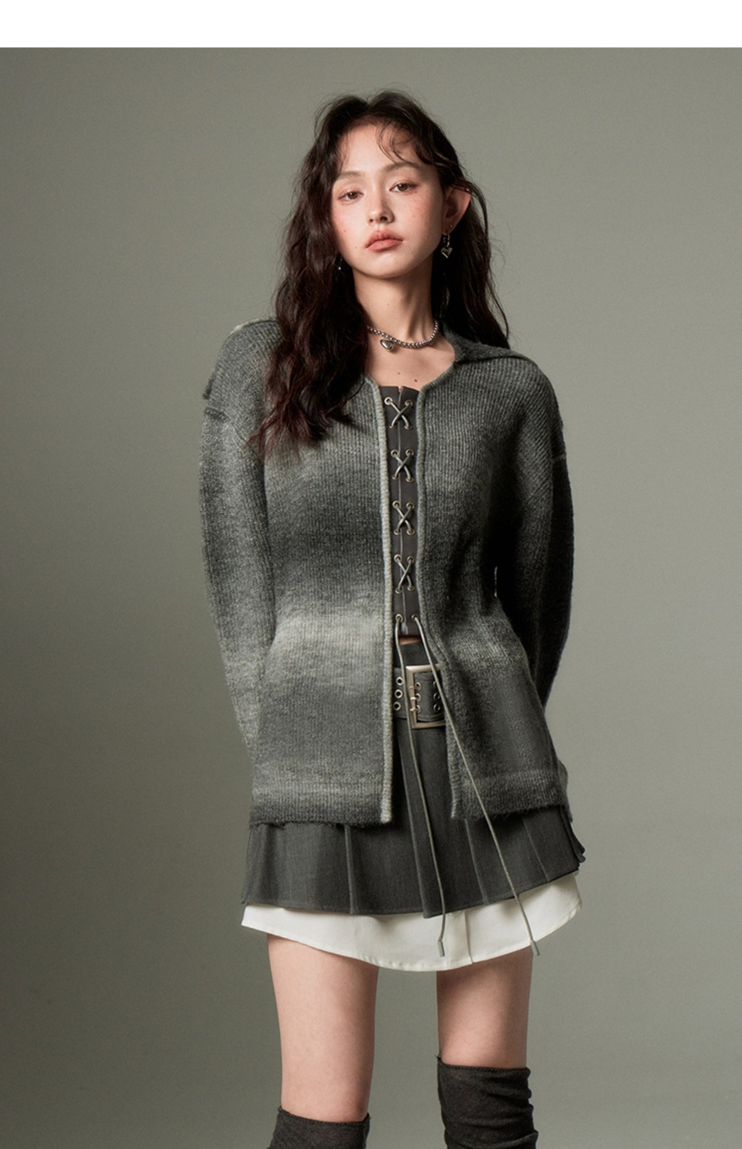 Irregular Design Gradient Knit Cardigan