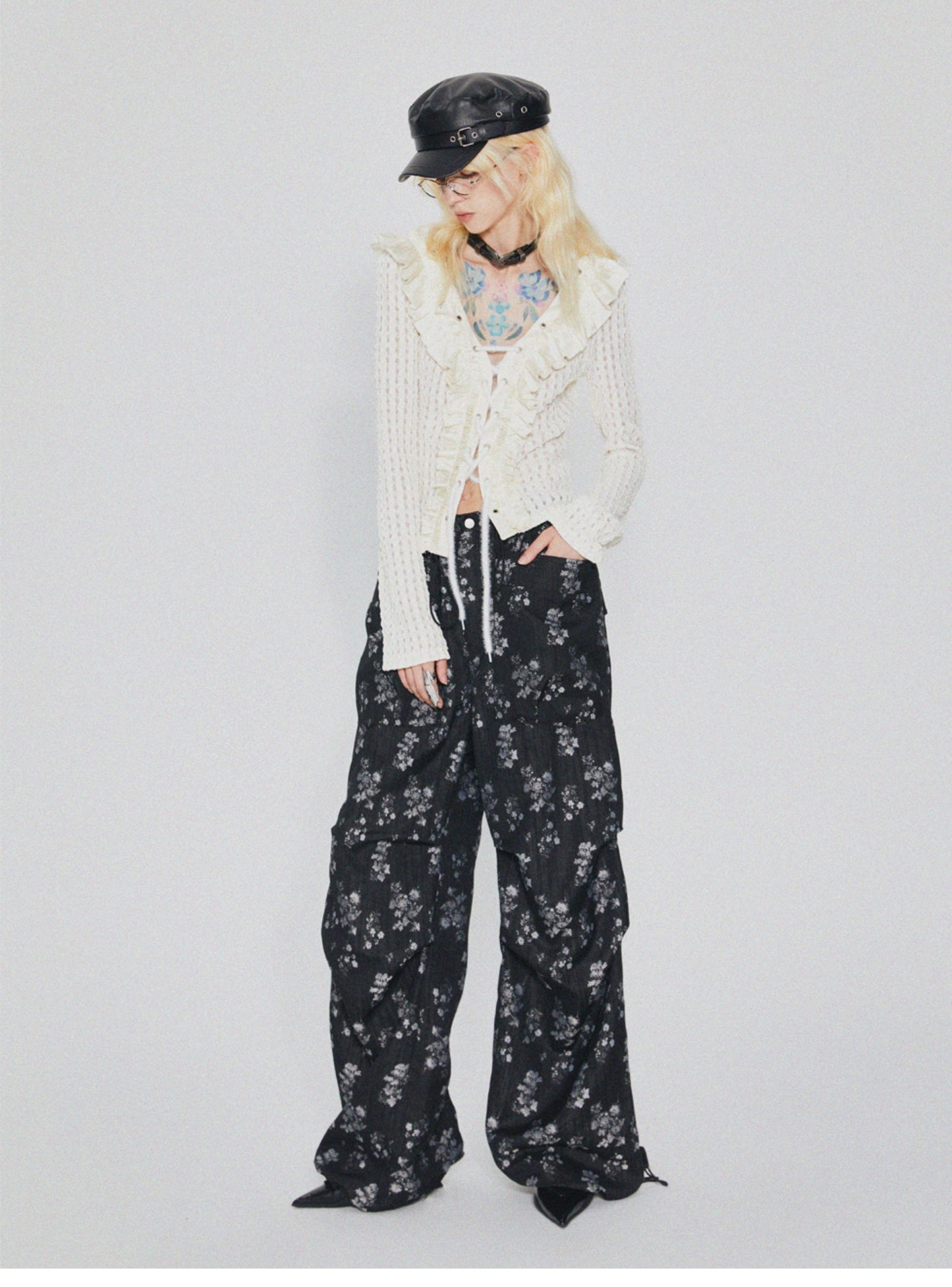 Wide Leg Floral Parachute Pants