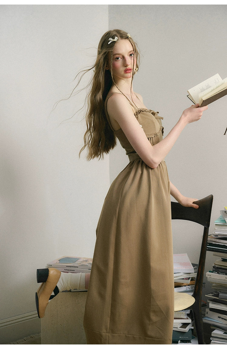 Light Brown French Long Dress