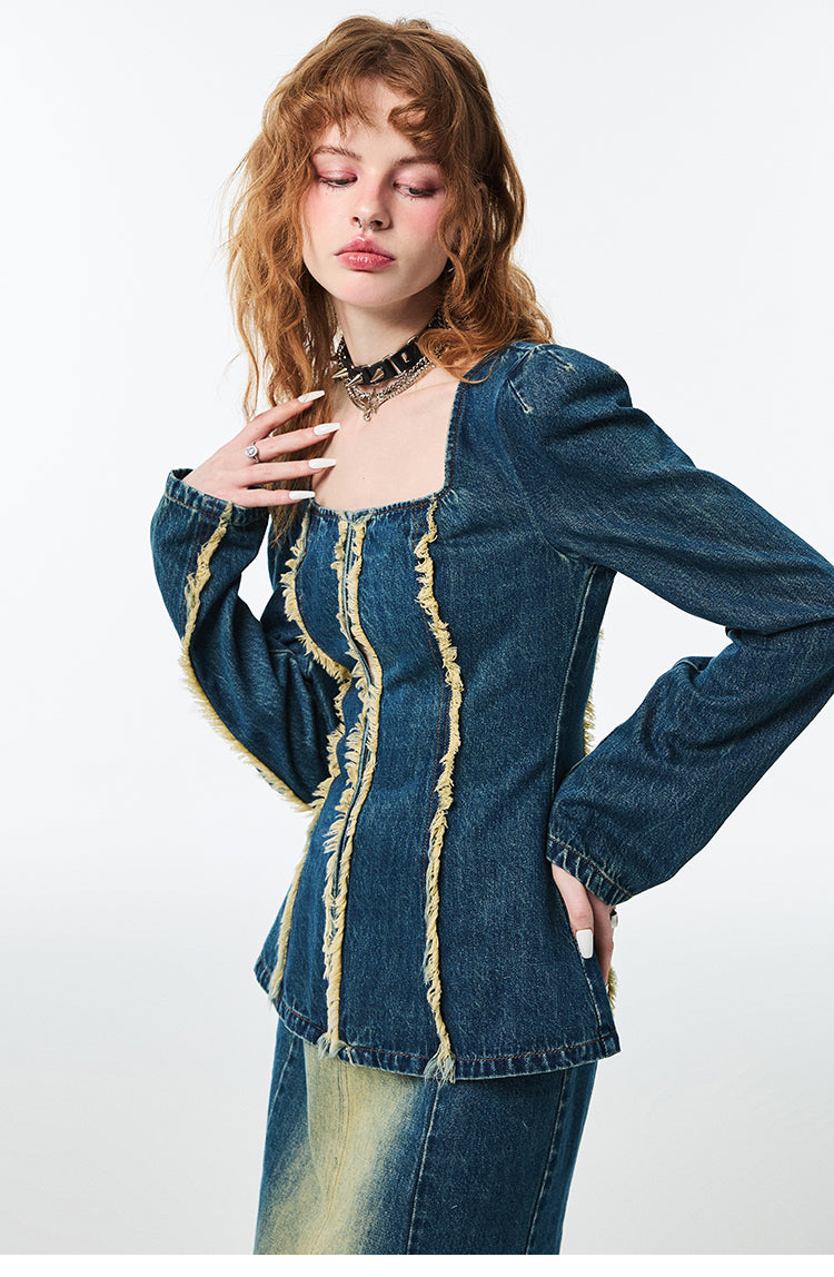 Slim Wash Edge Fashion Denim Shirt