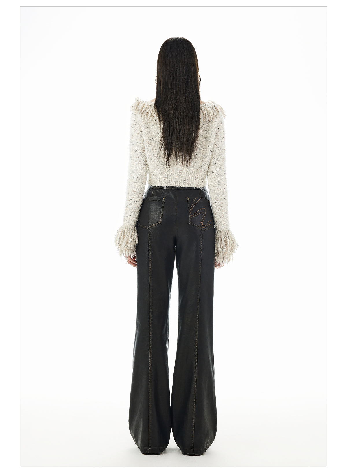 V-Waist PU Leather Pants