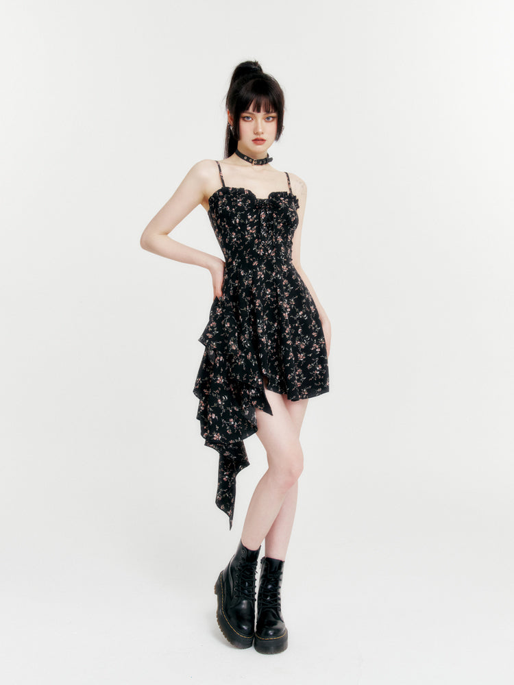 Floral Slim Suspender Dress