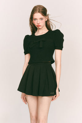 A-line pleated short skirt