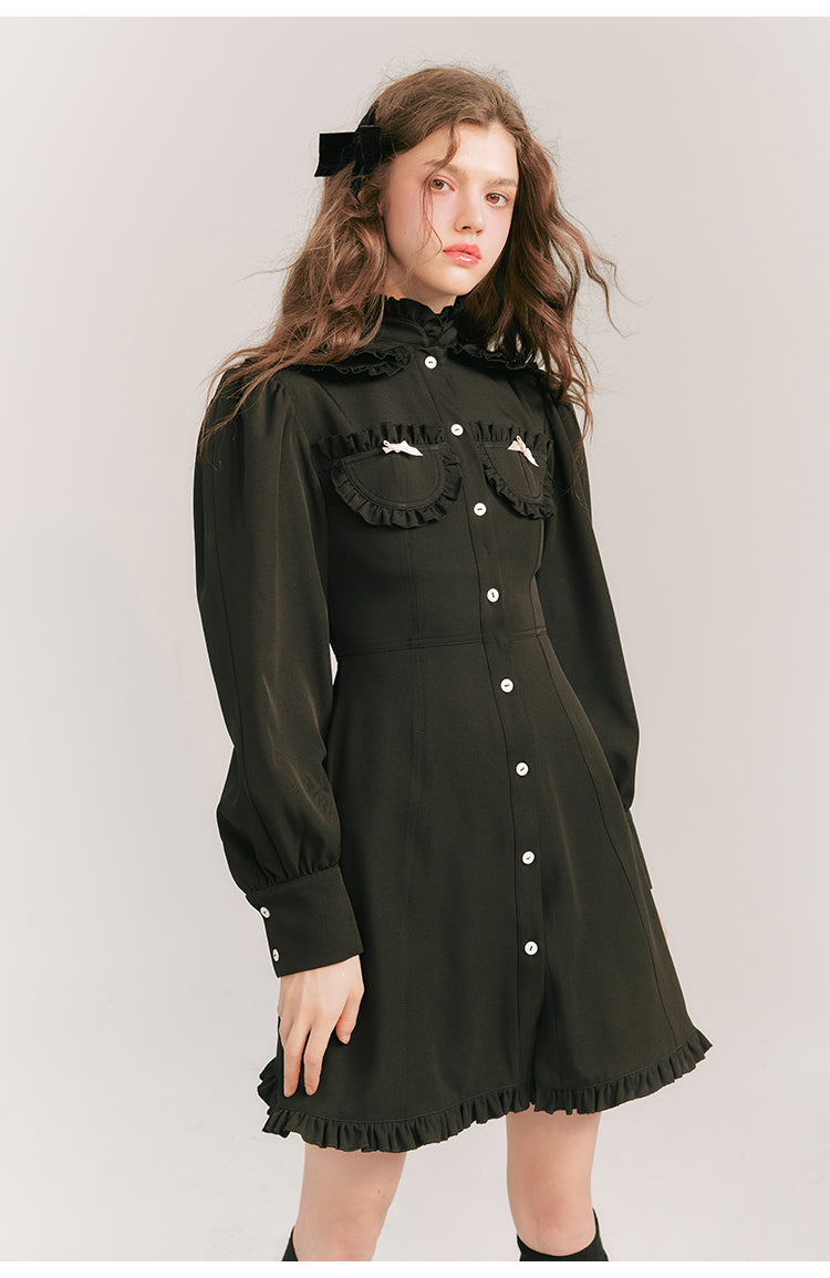 French Girly Slim Fit Shirt Dress