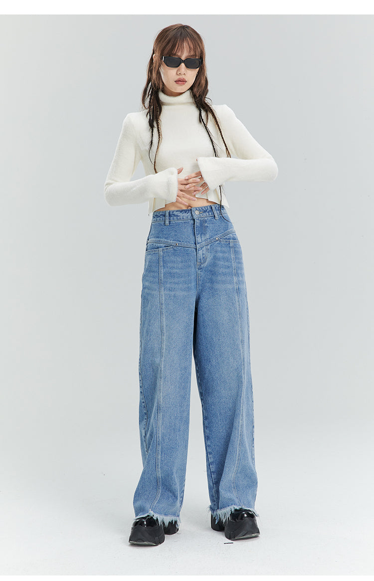 Loose Straight Washed Denim Pants