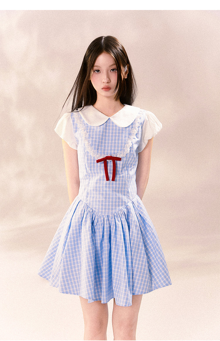 Doll Collar Plaid Dress