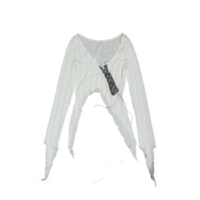 Round Neck Irregular Design Lace Blouse